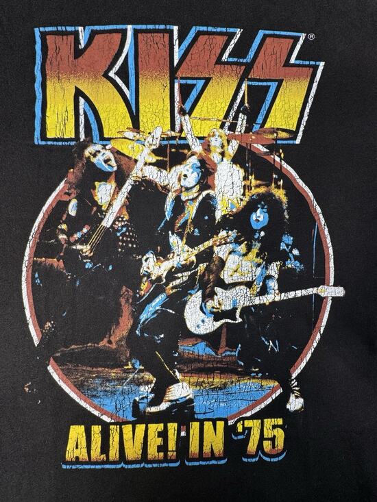 Kiss Other - KISS Alive In ‘75 Retro Graphic Band T-Shirt Black Men’s Size M Rock Tee